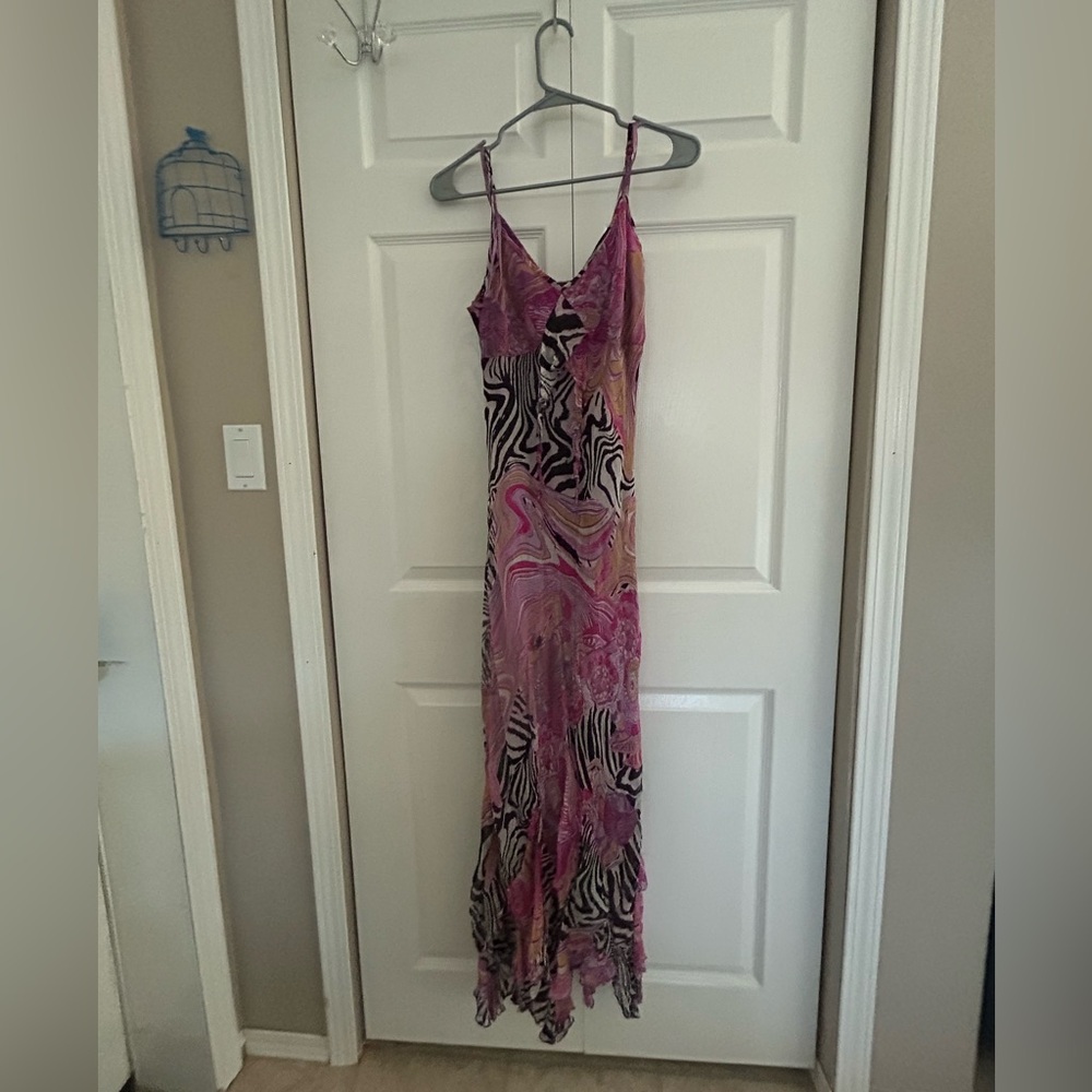 Ashro Vibrant Pink and Black Maxi Dress